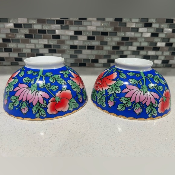 Floral Blue Ceramic Bowls/2pieces - Picture 5 of 7